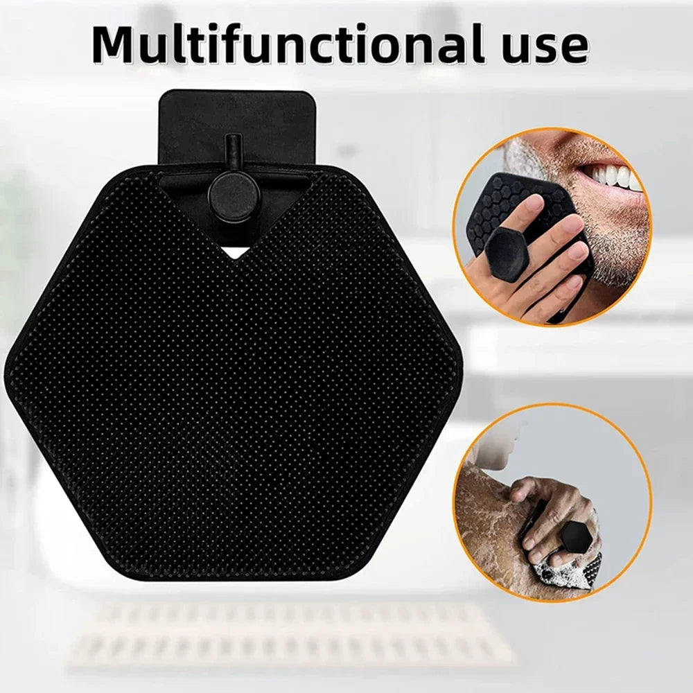 Silicone Exfoliating Body Scrubber & Wall Mount Shampoo Brush Body Scrub Brush PLUSH