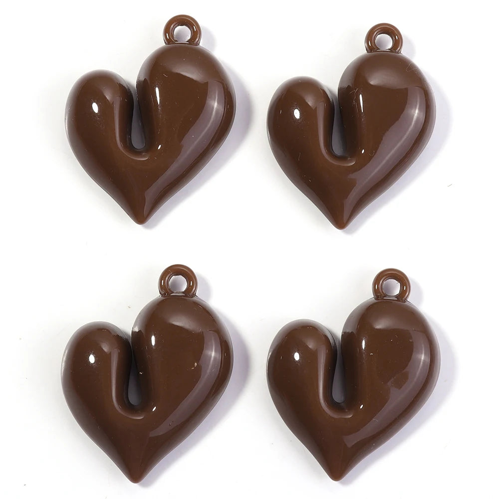 4pcs Acrylic Irregular Heart Charms Pendants – DIY Jewelry Jewelry Charm Pendants PLUSH Dark Brown
