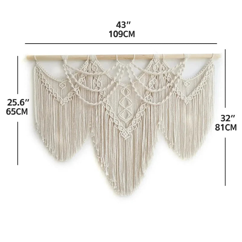 Bohemian Handmade Woven Cotton Rope Tassel Wall Tapestry Wall Hanging Tapestry PLUSH
