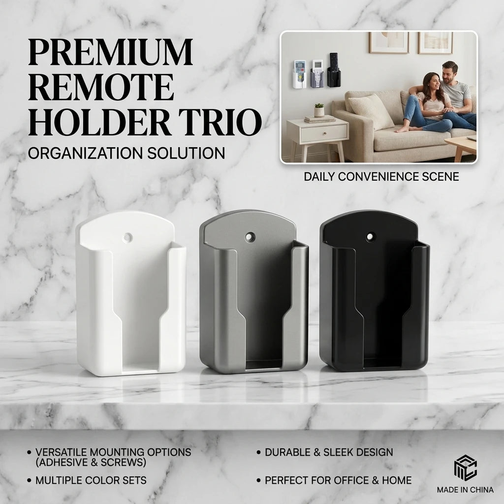 Wall Mount Adhesive Remote Control Holder – No Drill Organizer Wall Storage Holder PLUSH