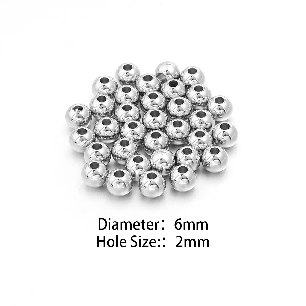 Silver Stainless Steel Big Hole Spacer Beads | DIY Jewelry Jewelry Spacer Beads PLUSH 6mm hole2mm 50pcs
