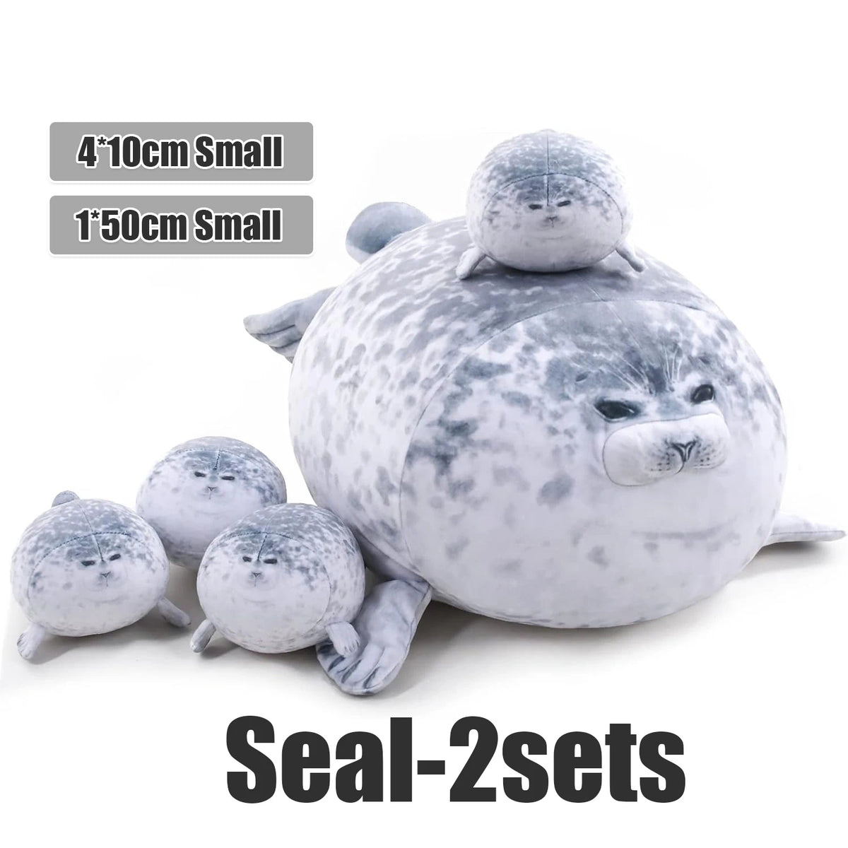 Realistic Fluffy Seal Plush Stuffed Animal Toy Pillow – Kawaii Gift Stuffed Animal Plush PLUSH 2Sets