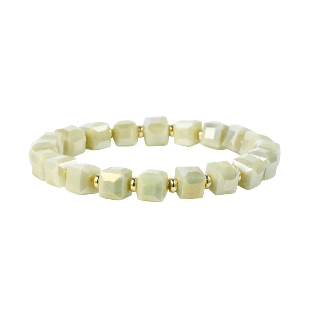 Colorful Crystal Glass Sugar Cube Beaded Bracelet | Unisex Beaded Chain Bracelet PLUSH Style 5