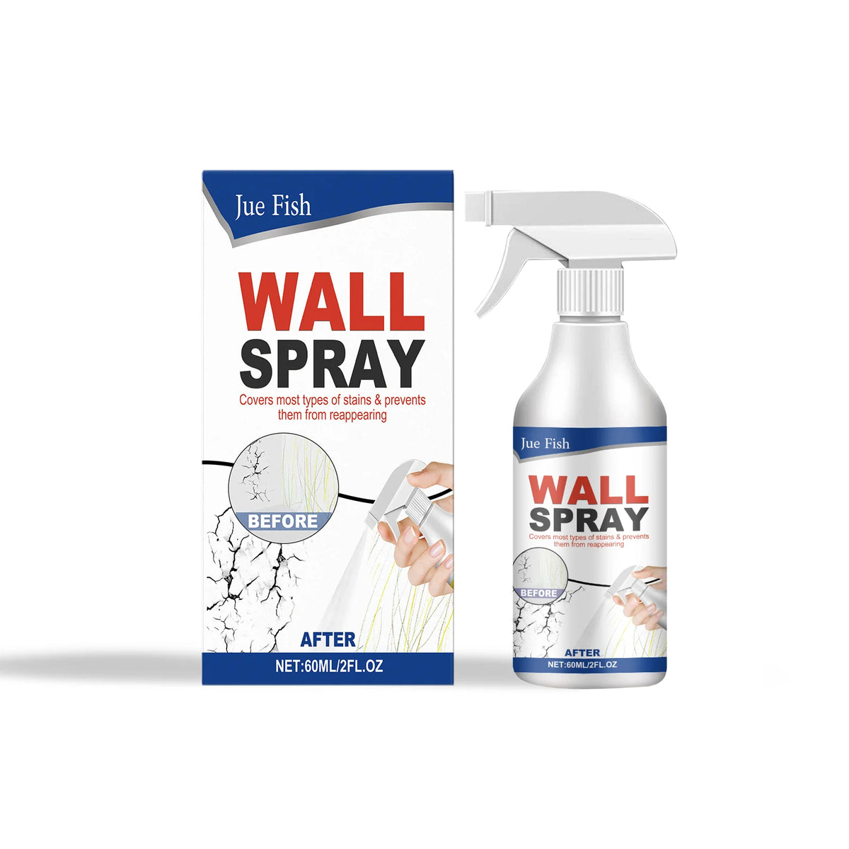 Jue-Fish Wall Repair Spray – Fast-Drying Interior Touch-Up Paint Wall Repair Spray PLUSH 60ml Boxed