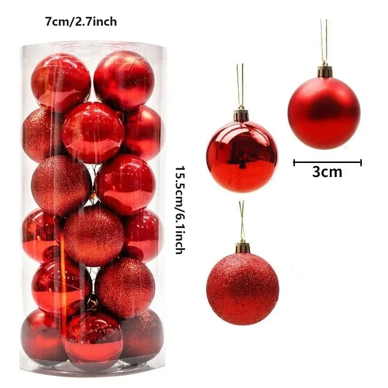 Mini Shatterproof Christmas Ball Ornaments 24pcs | Tree Decor Christmas Ball Ornaments PLUSH