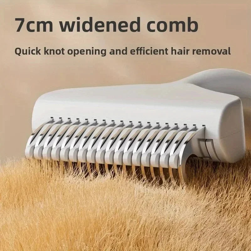 Pet Hair Removal Comb – Curved Steel Detangling Brush Dogs Cats Pet Grooming Comb PLUSH
