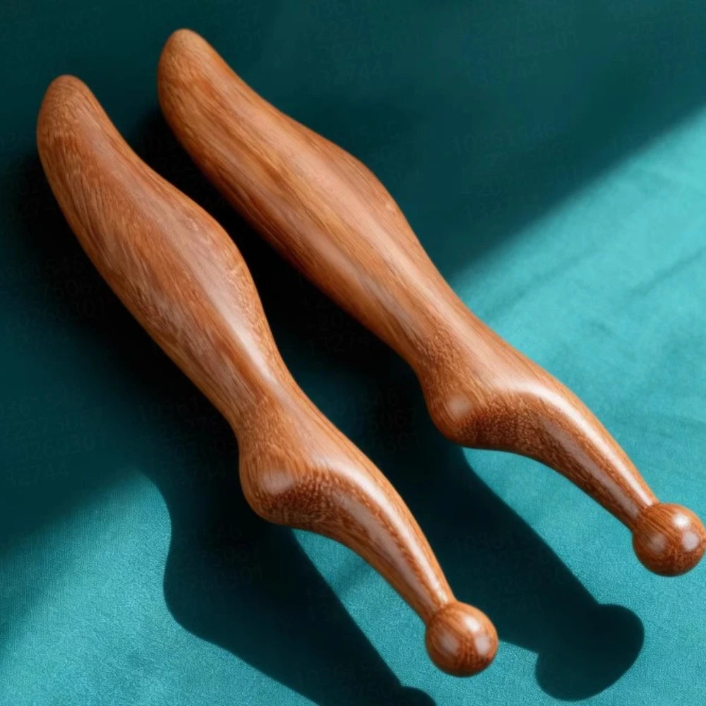 Sandalwood Acupressure Massage Stick – Body Hand & Foot Acupressure Massage Stick PLUSH Brown 2PCS No plug