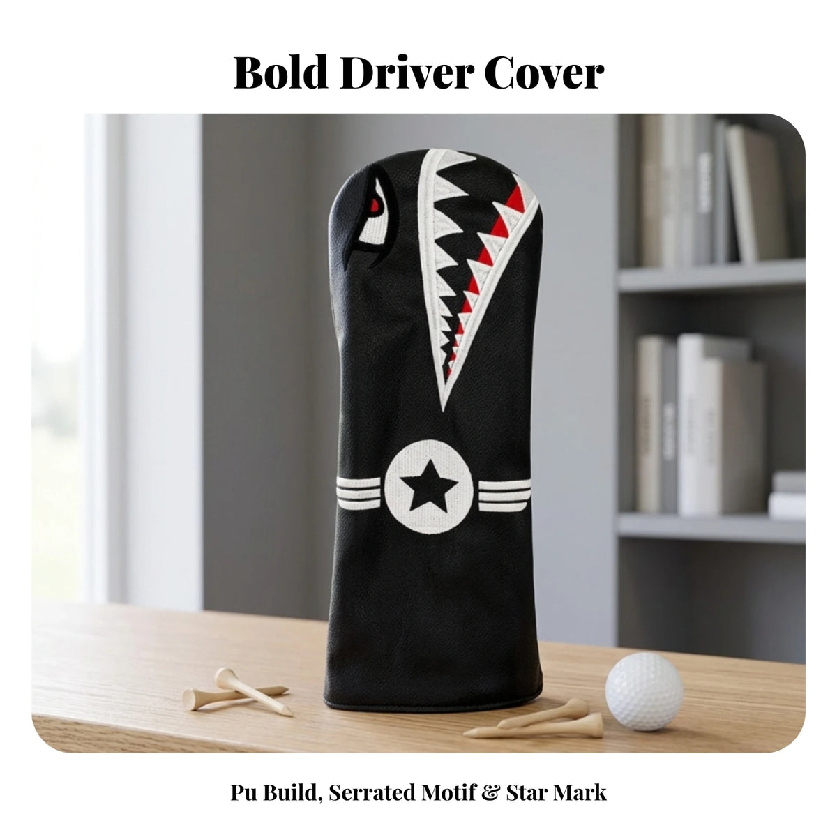 Shark Design Golf Club Head Cover – Fitted Sleeve Style Golf Club Head Cover PLUSH