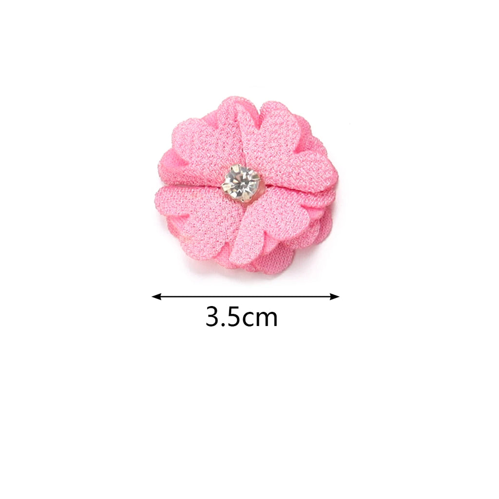 10pcs Fabric Flower Rhinestone Appliques – DIY Hair Clip Brooch Fabric Flower Appliques PLUSH