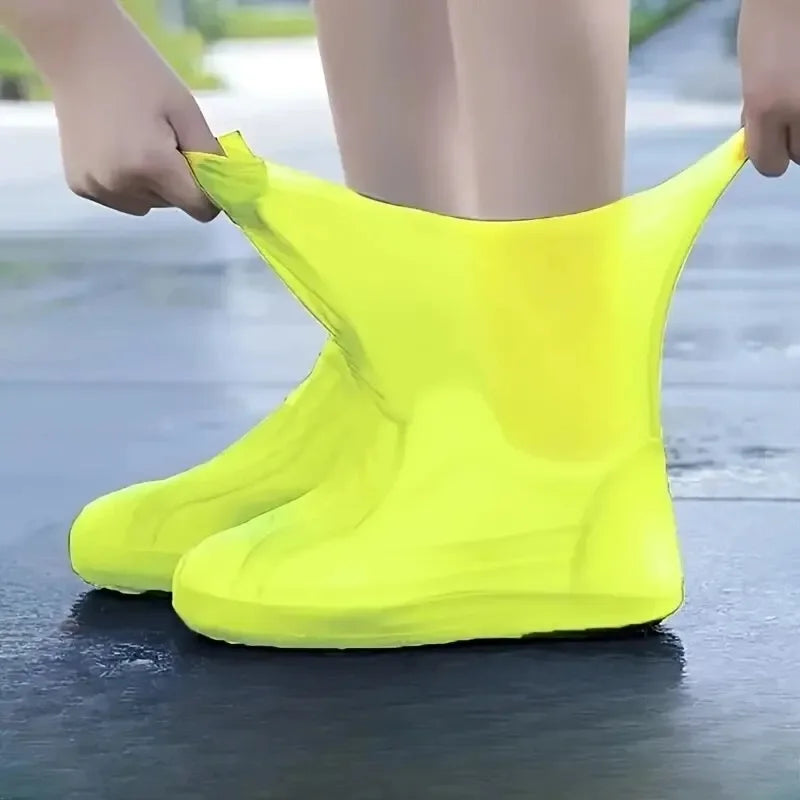 Silicone Waterproof Shoe Covers – Non-Slip Reusable Rain Overshoes Rain Shoe Covers PLUSH Yellow M 34-39