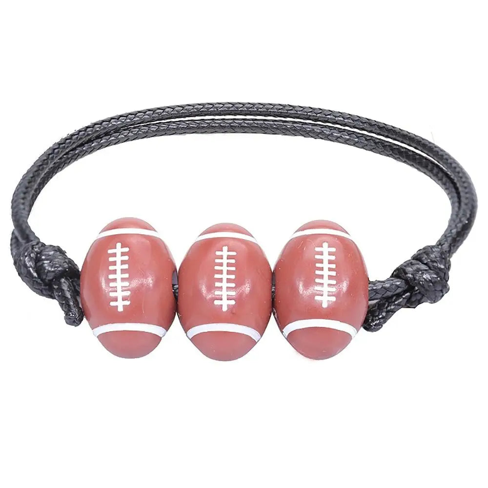 Handmade Sports Ball Wax Line Woven Charm Bracelet – Unisex Charm Bracelet PLUSH Rugby