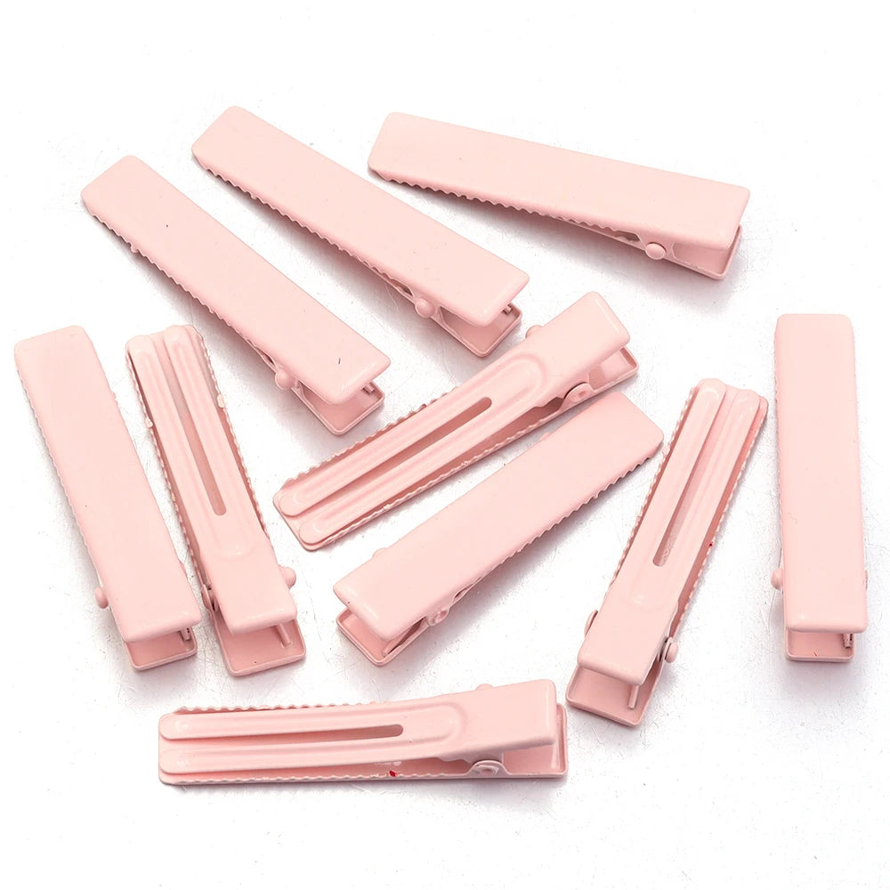 10pcs Macaroon Metal Square Hair Clips 4.8cm DIY Barrette Base Hair Clip Barrettes PLUSH Light Pink