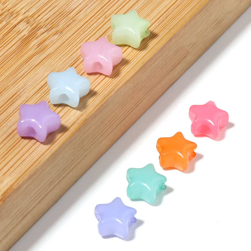 Jelly Color Star & Heart Big Hole Acrylic Beads – 100–500pcs Acrylic Spacer Beads PLUSH