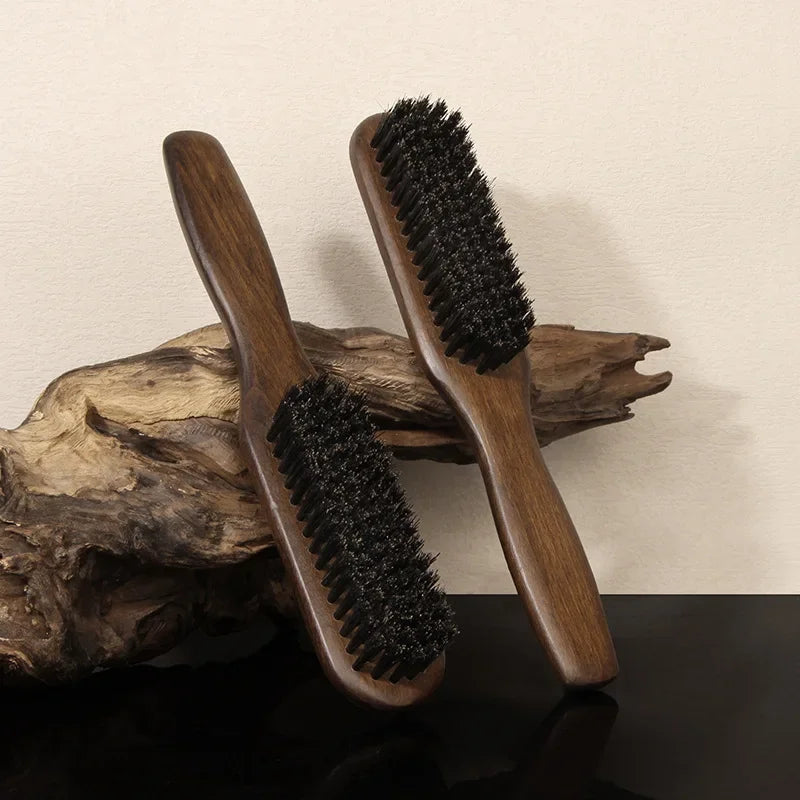 Boar Bristle Beard Brush – Wood Handle Men's Grooming Tool Beard Grooming Brush PLUSH