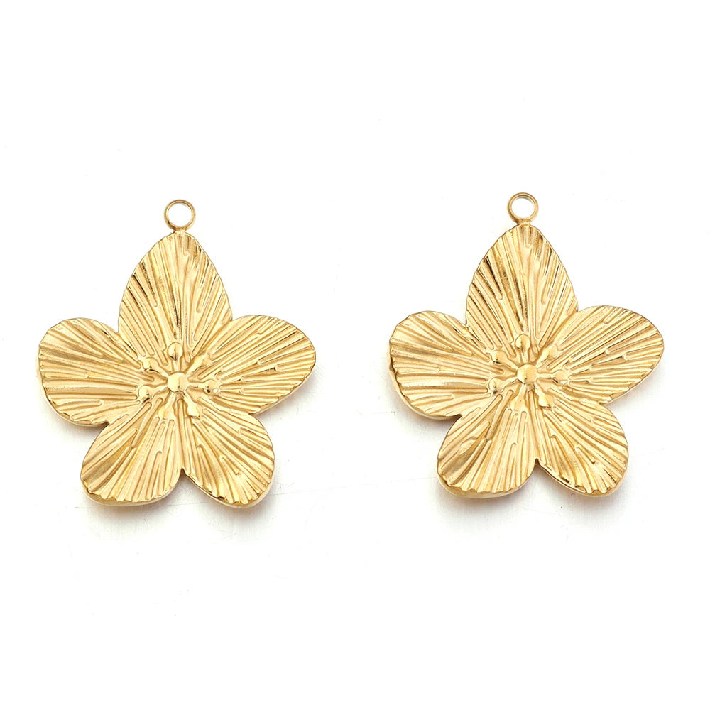 2pcs Stainless Steel Flower Charms for DIY Jewelry Making Jewelry Making Charms PLUSH GD 20x24mm
