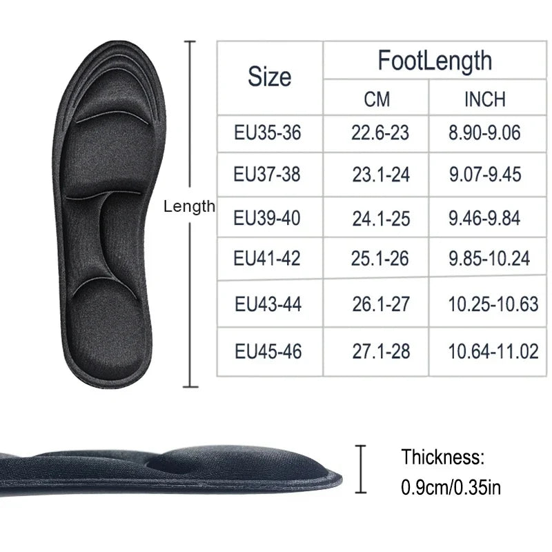 5D Memory Foam Massage Insoles – Breathable Sport Cushion Memory Foam Insoles PLUSH