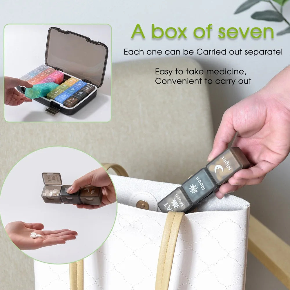Weekly Pill Organizer 3x Daily – 21 Compartments 7-Day Case Pill Organizer Case PLUSH