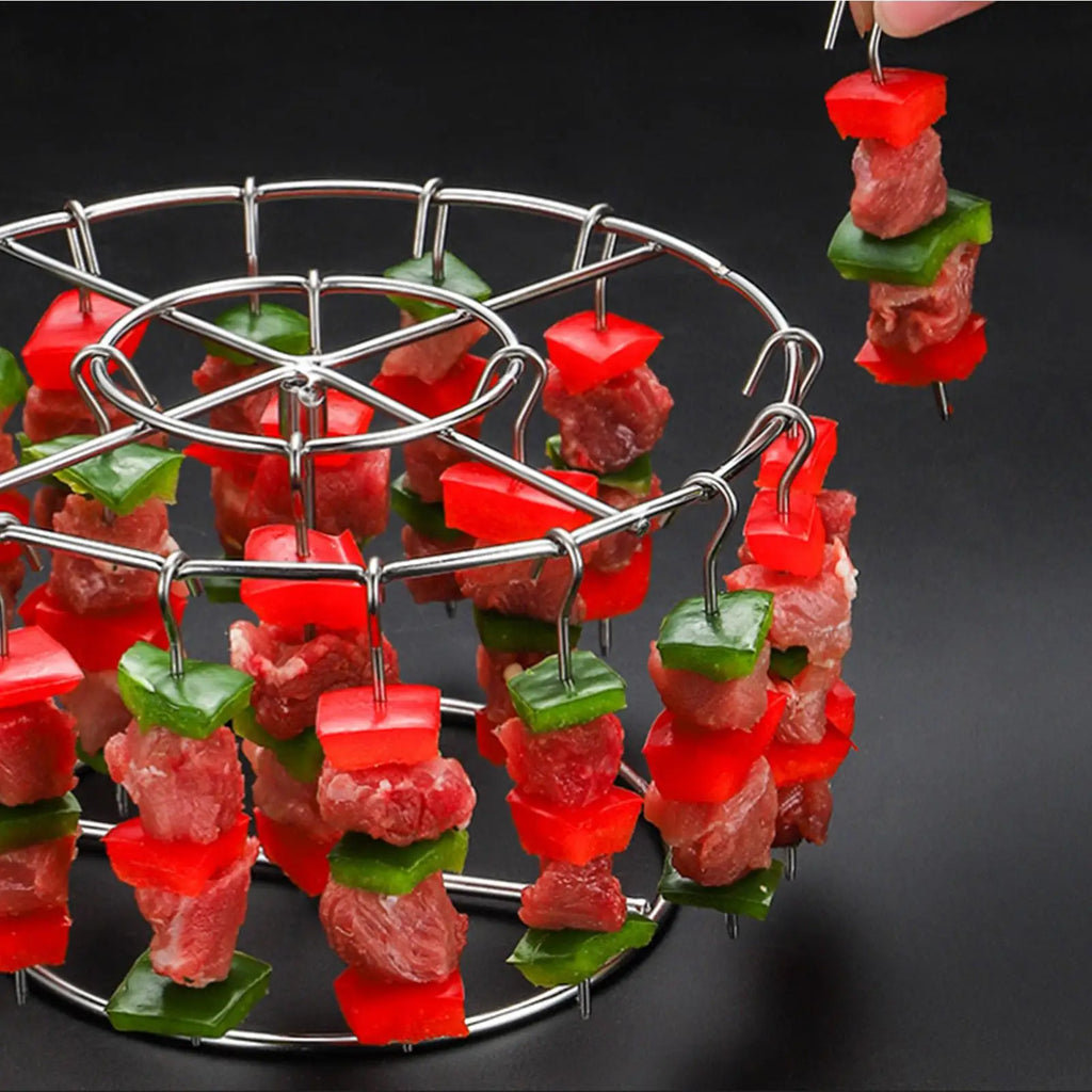 Stainless Steel Vertical Skewer Rack – 24-Skewer BBQ Stand BBQ Skewer Rack PLUSH