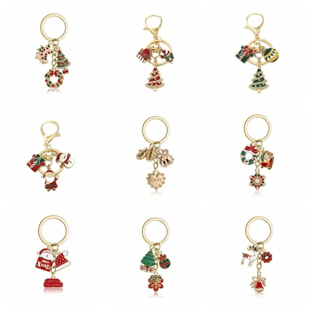 Christmas Metal Keychain – Snowman, Santa, Elk & Tree Designs Christmas Keychain PLUSH