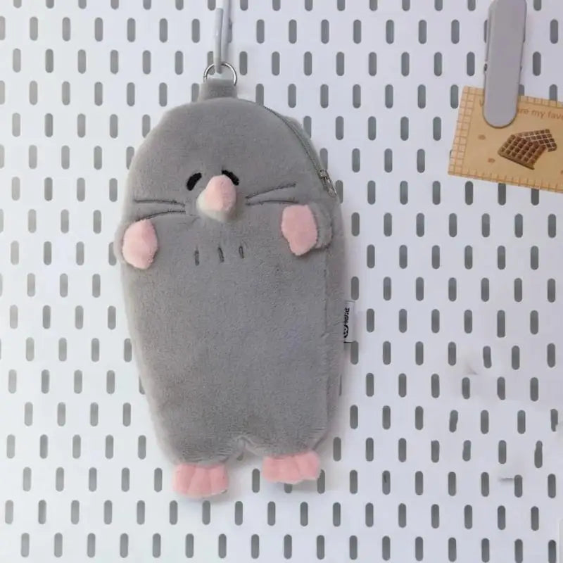 Large Capacity Cute Animal Plush Pencil Case – School & Gift Plush Pencil Case PLUSH Gray