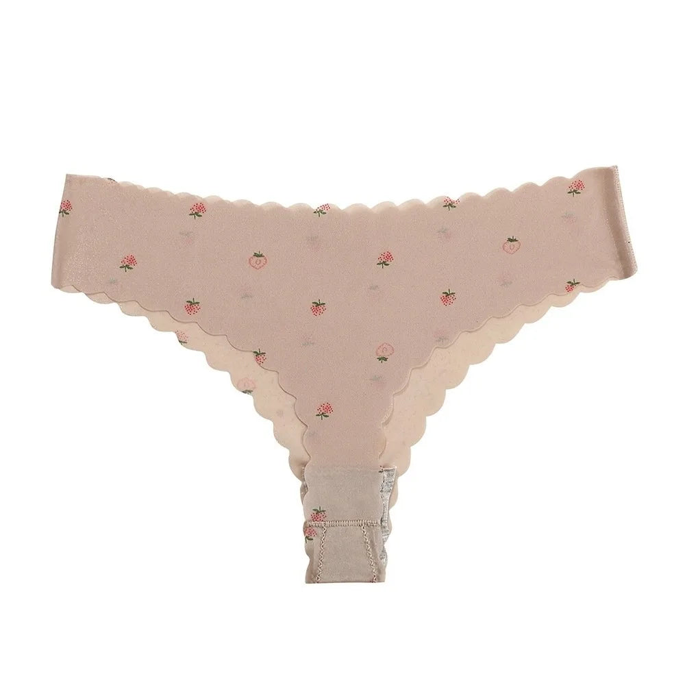 Women's Breathable Ice Silk Low-Rise Thong Panties | Traceless Women's Thong Panties PLUSH Coffee S 1pc-1pc-