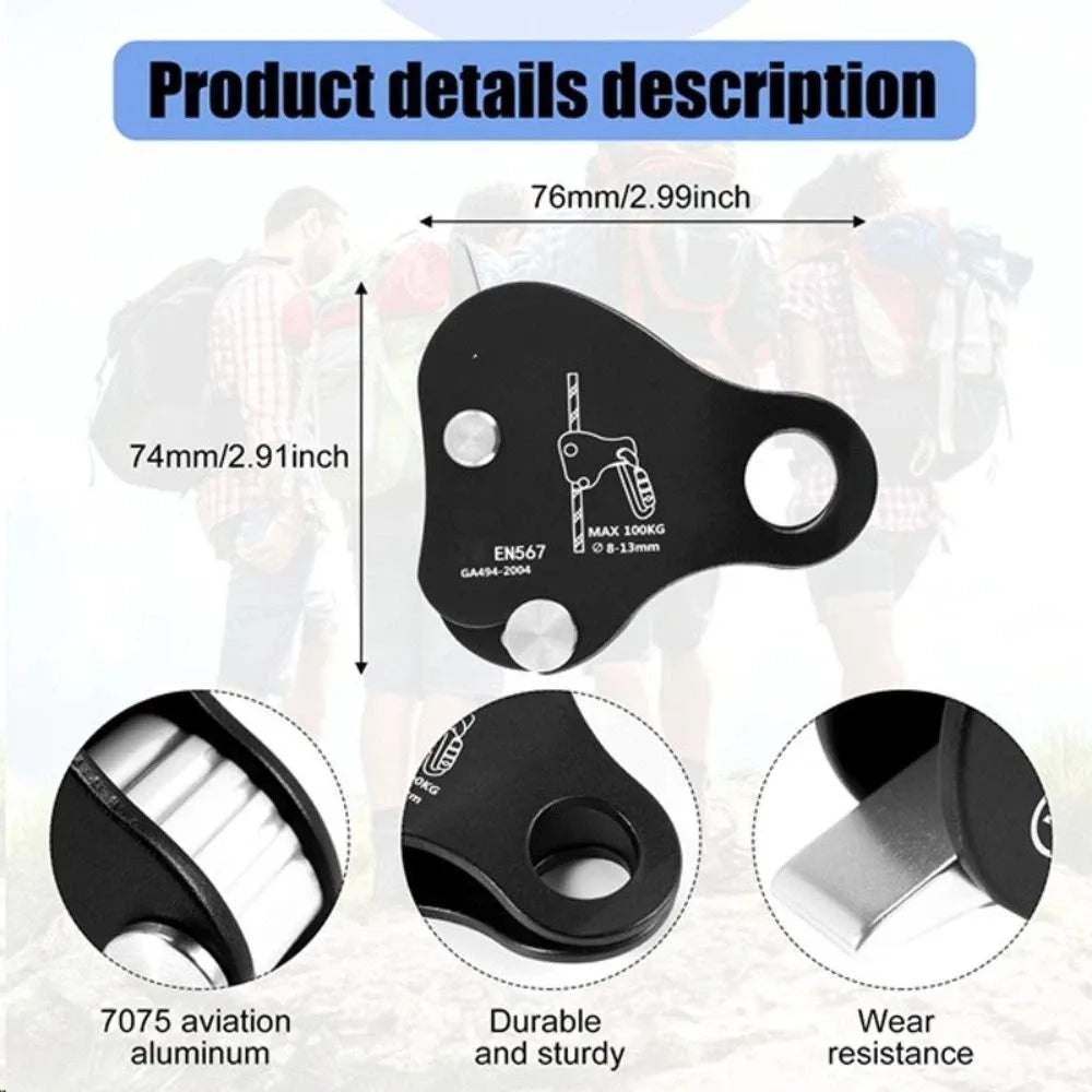 Self-Locking Rope Grab Ascender | Aluminum Climbing Carabiner Rope Grab Ascender PLUSH