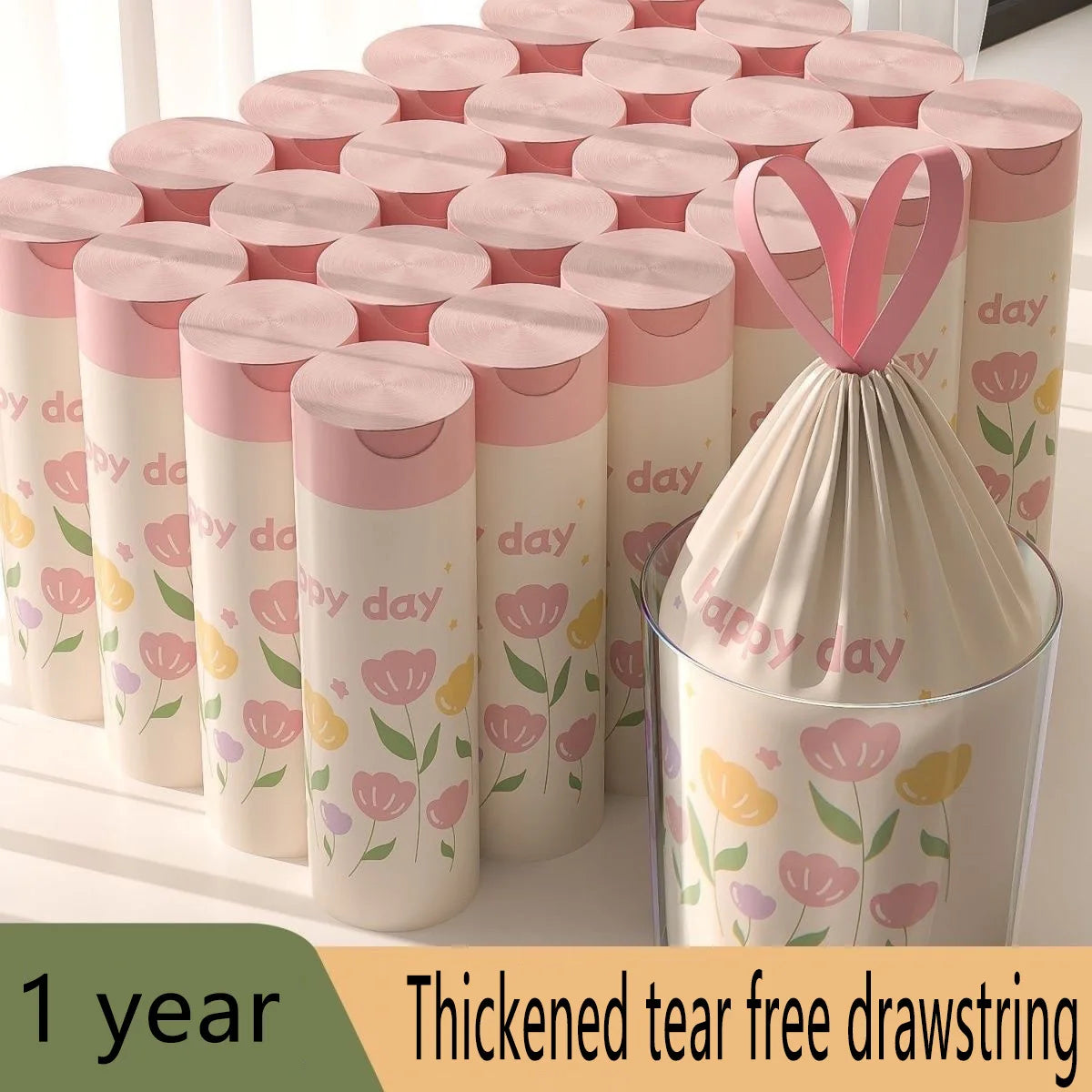 Lavender Scented Drawstring Trash Bags 100 Pack – 2.1 Gal Scented Trash Bags PLUSH
