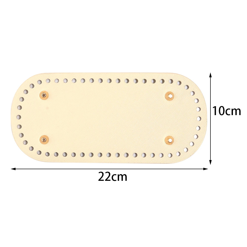 PU Leather Bag Base with Rivets – DIY Handbag Bottom Pad Bag Making Accessory PLUSH apricot 10X22cm