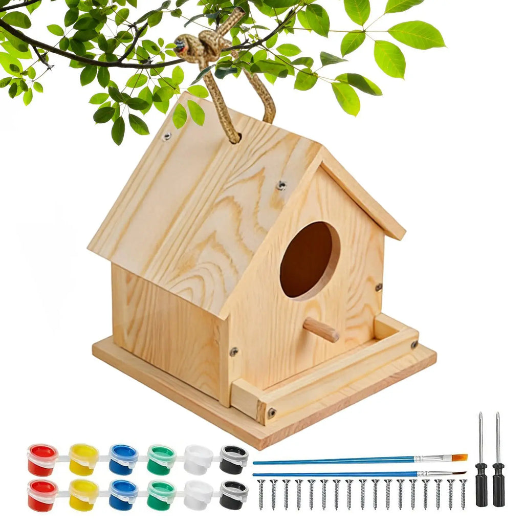 Wooden DIY Birdhouse Kit – Build, Paint & Hang Outdoor DIY Craft Kit PLUSH