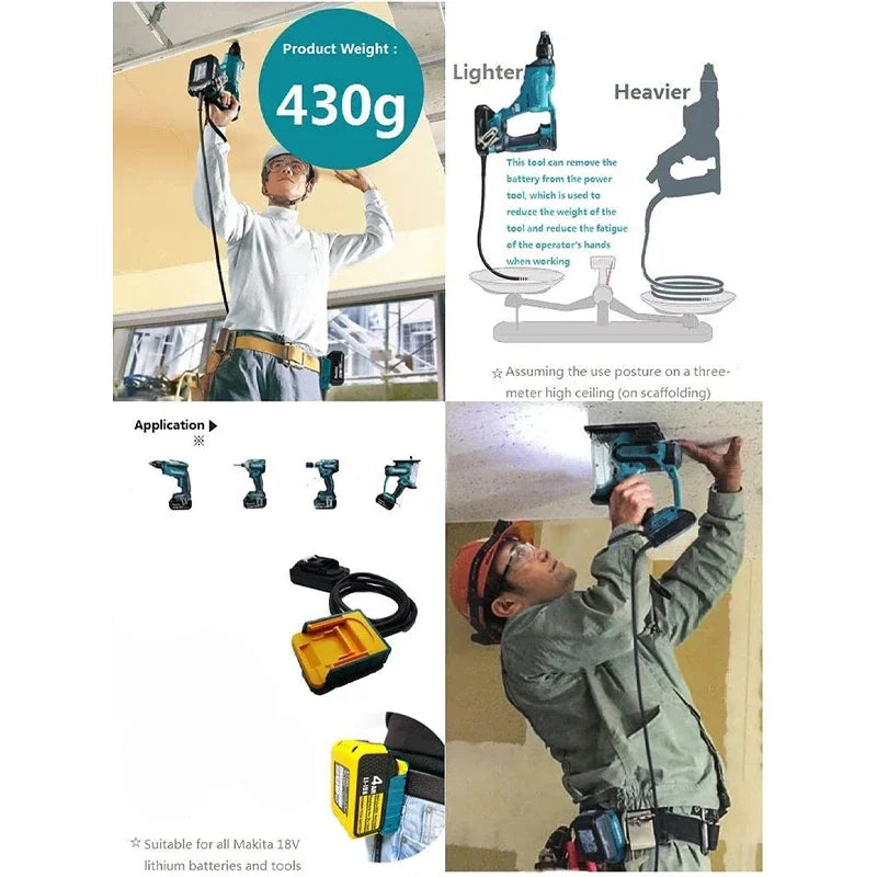 18V Battery Extension Cord – Makita Bosch Milwaukee DeWalt Battery Extension Cord PLUSH
