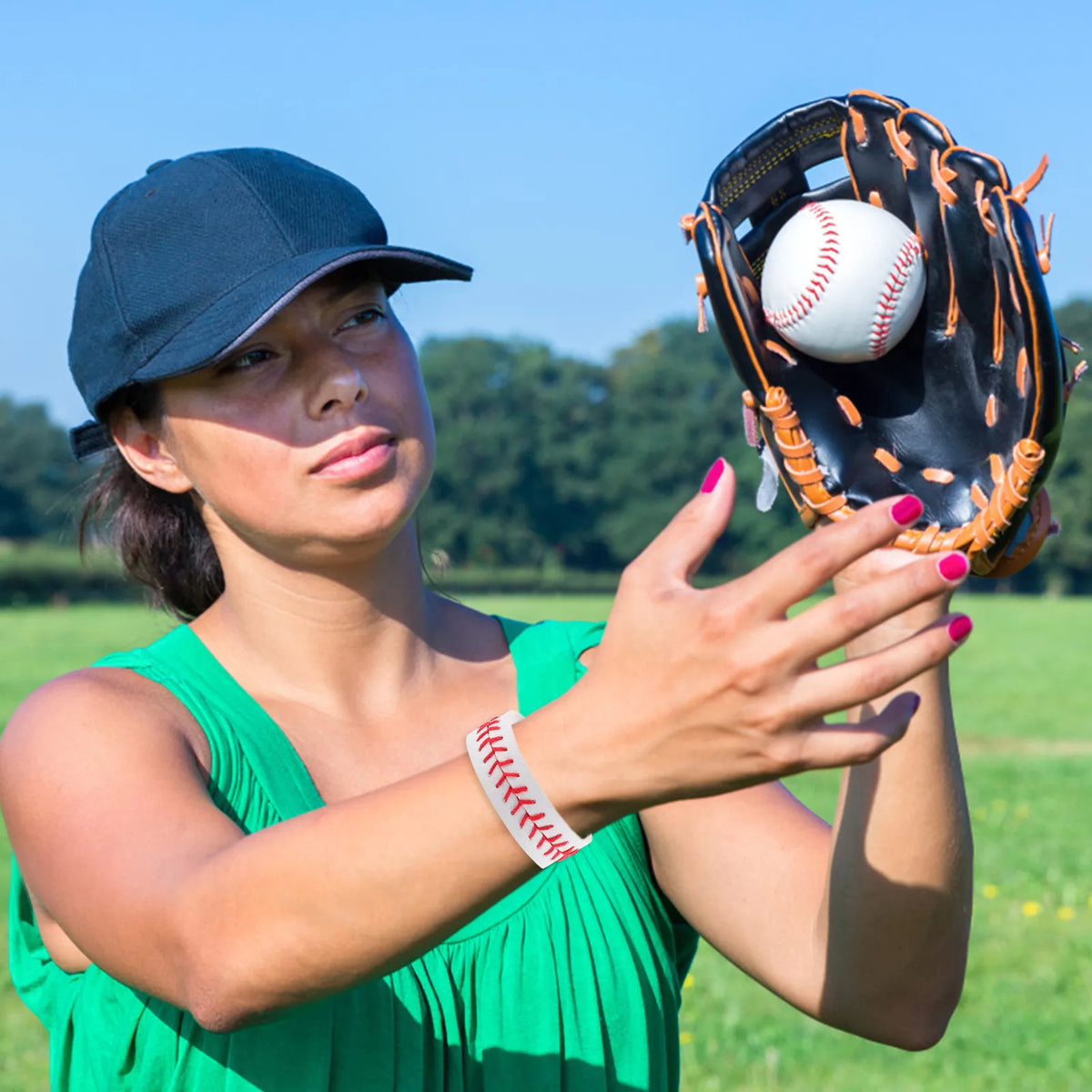 Baseball Braided PU Leather Snap Bracelets 2-Pack Wristbands Braided Snap Bracelet PLUSH Default Title