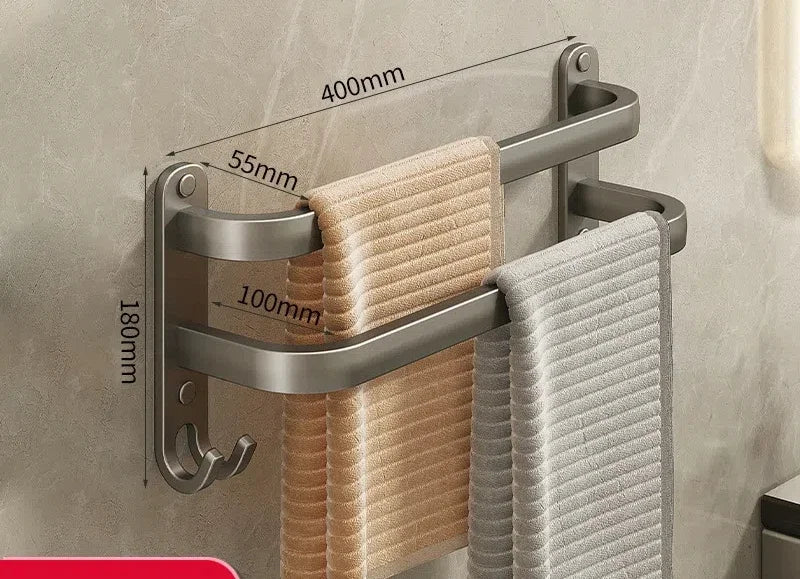Gun Gray 3-Tier Wall Mounted Towel Rack – Space Aluminum Bathroom Towel Rack PLUSH 40cm 1