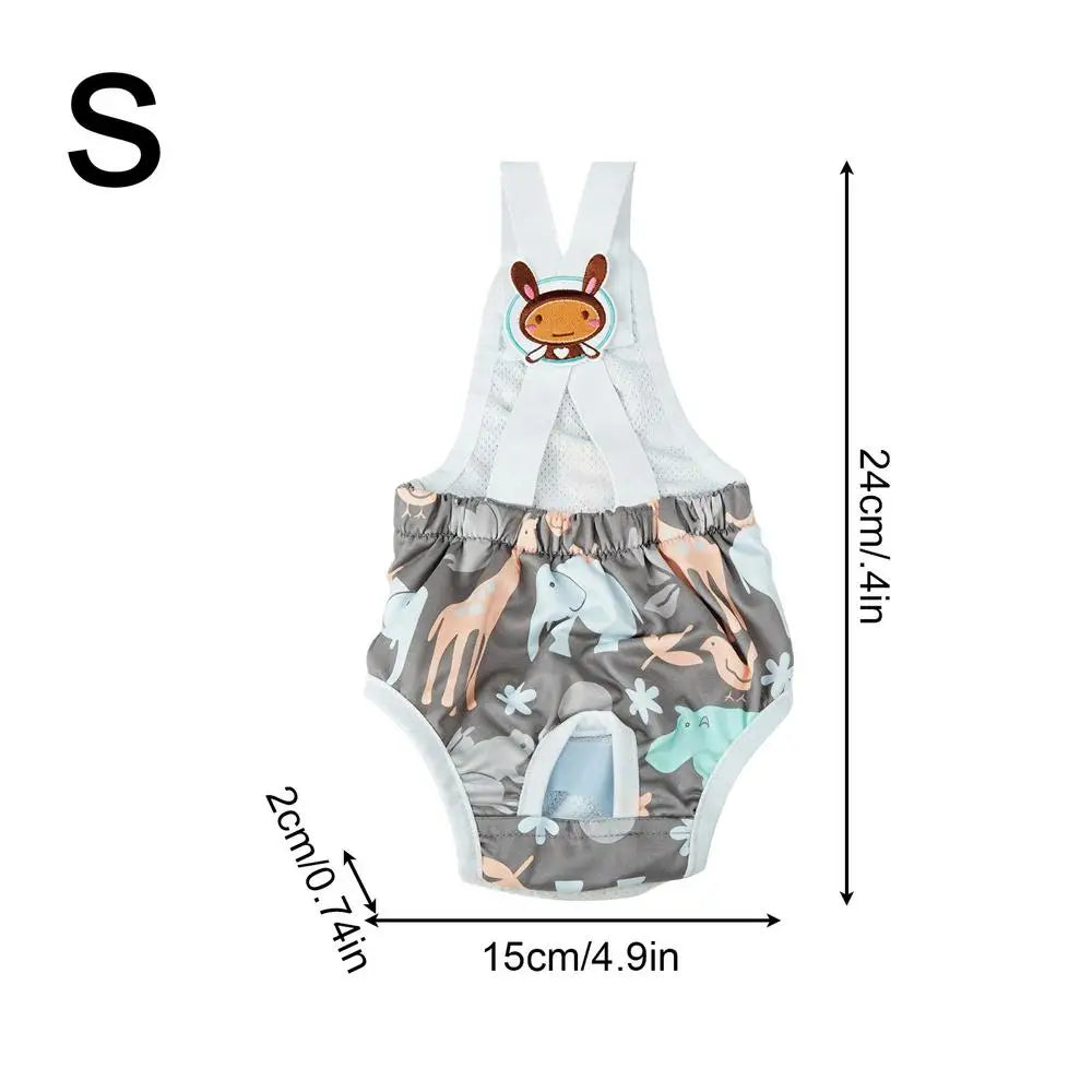 Washable Cartoon Print Female Dog Diaper Sanitary Pants Dog Diaper Pants PLUSH Gray