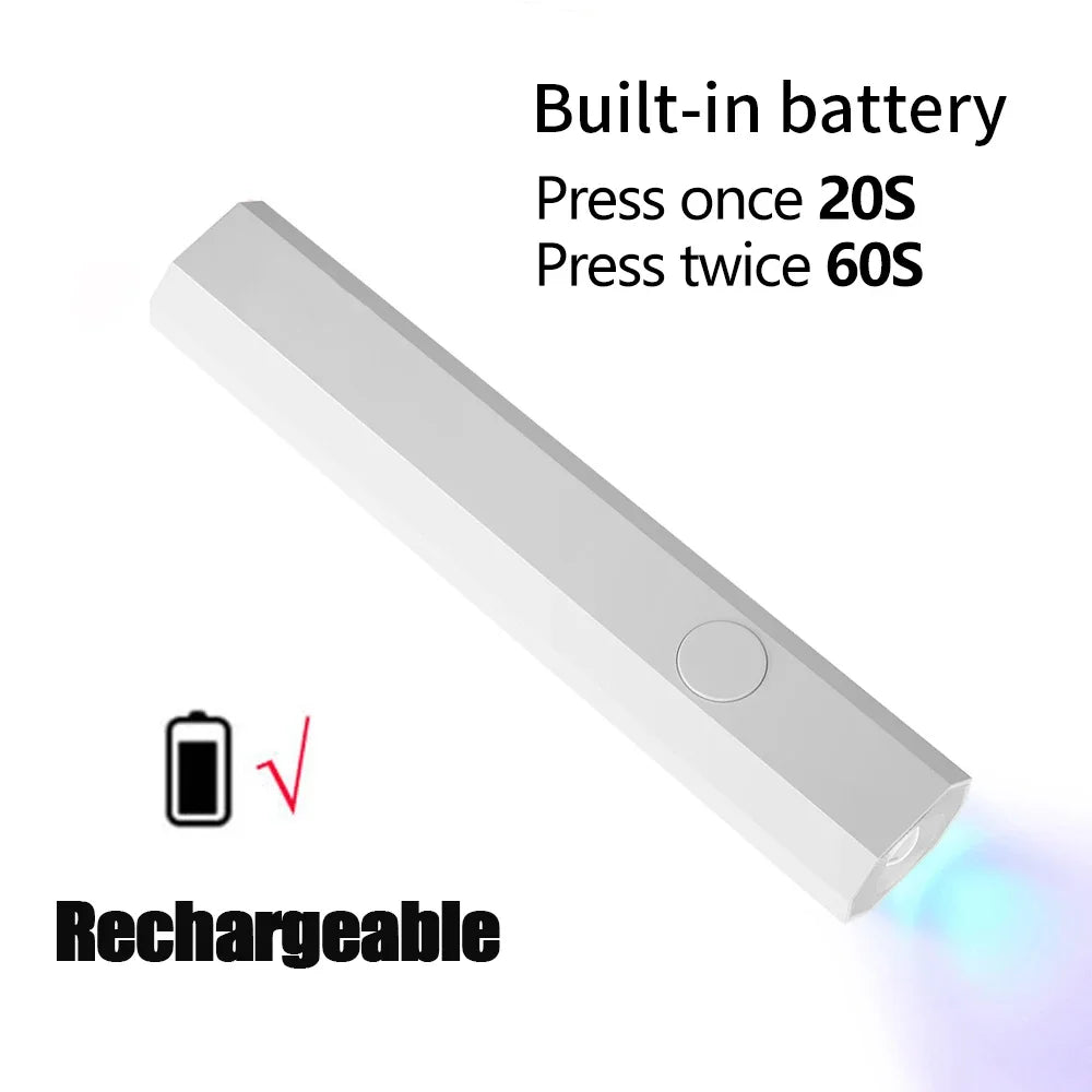 Portable UV LED Nail Lamp – USB Rechargeable Gel Dryer UV LED Nail Lamp PLUSH White-Rechargeable