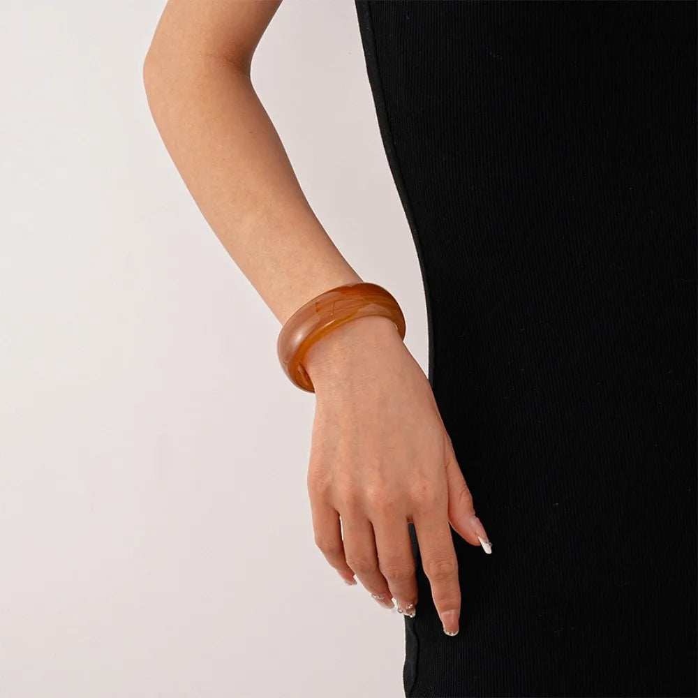 Bohemian Wide Acrylic Bangle – Jelly Color Retro Cuff Bracelet Acrylic Bangle Bracelet PLUSH