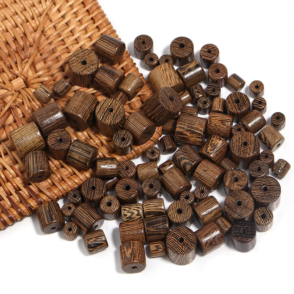 Natural Wenge Wood Cylindrical Spacer Beads 20-50pcs | DIY Jewelry Wood Spacer Beads PLUSH