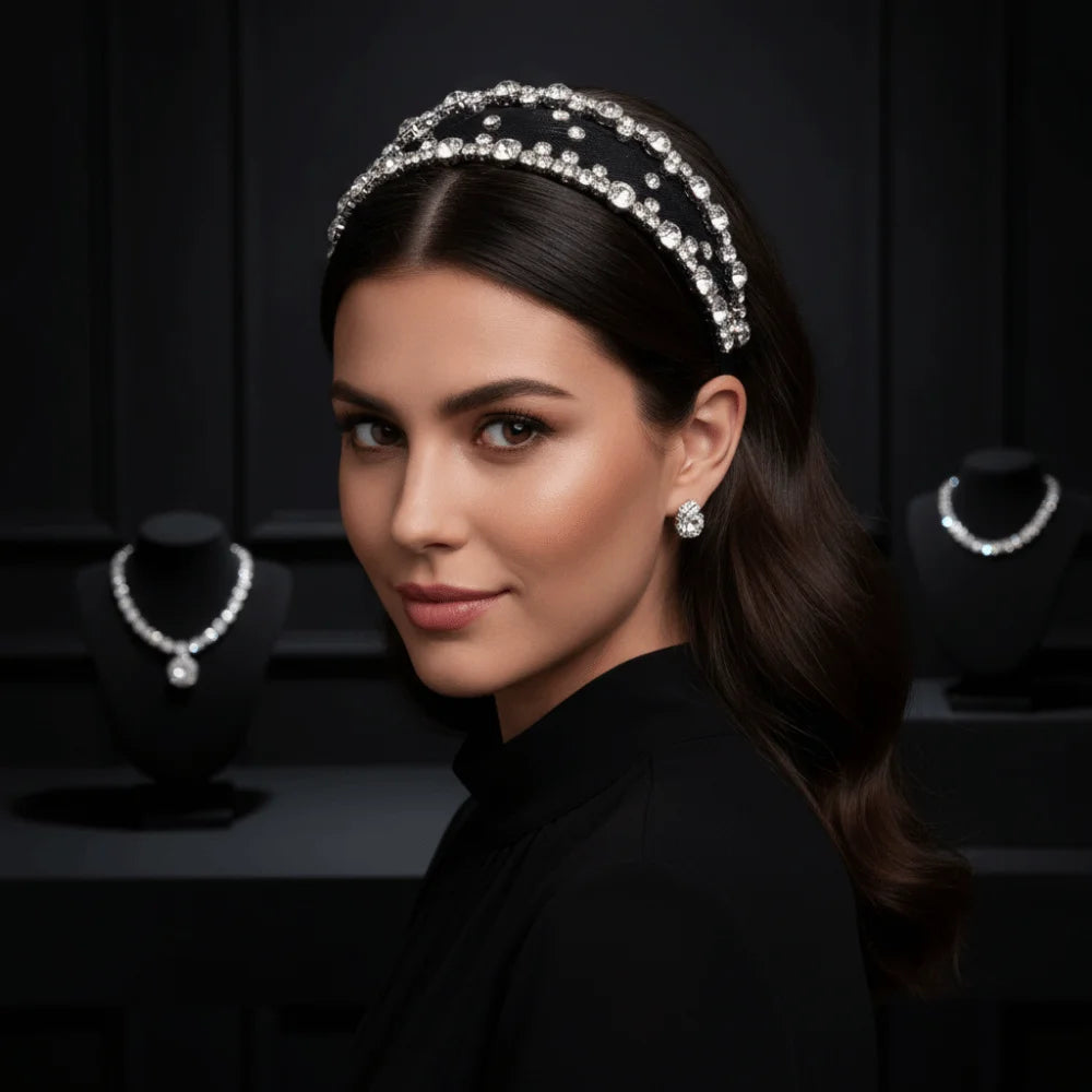 Luxury Rhinestone Wedding Tiara Headband | Baroque Hairband Bridal Tiara Headband PLUSH