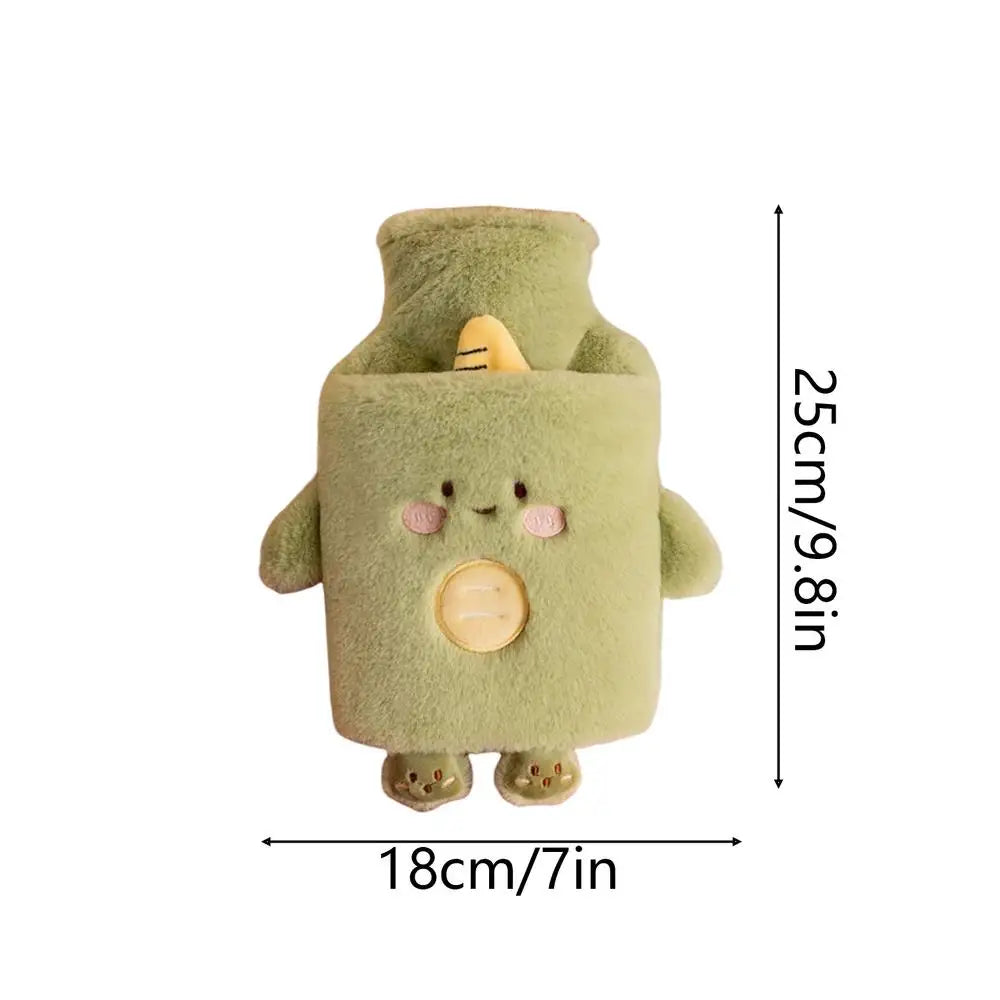 Fuzzy Plush Hot Water Bottle 1000ml – Neck, Back & Hand Warmer Plush Hot Water Bottle PLUSH Green