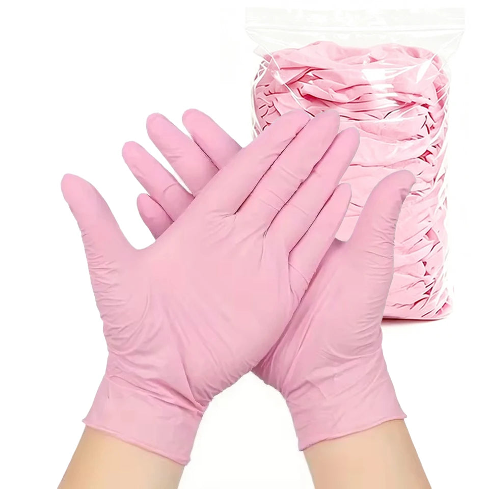Light Pink Nitrile Gloves 50/100pcs – Powder Free Disposable Disposable Nitrile Gloves PLUSH