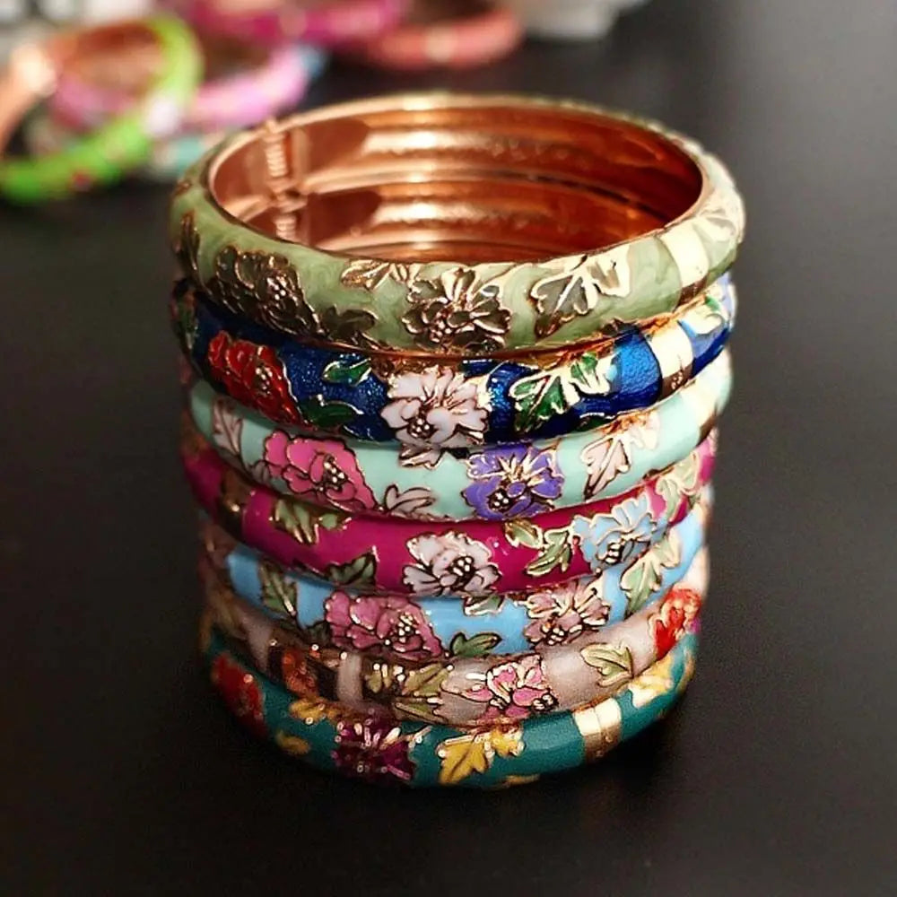 Chinese Vintage Peony Filigree Bangle Bracelet for Women Filigree Bangle Bracelet PLUSH