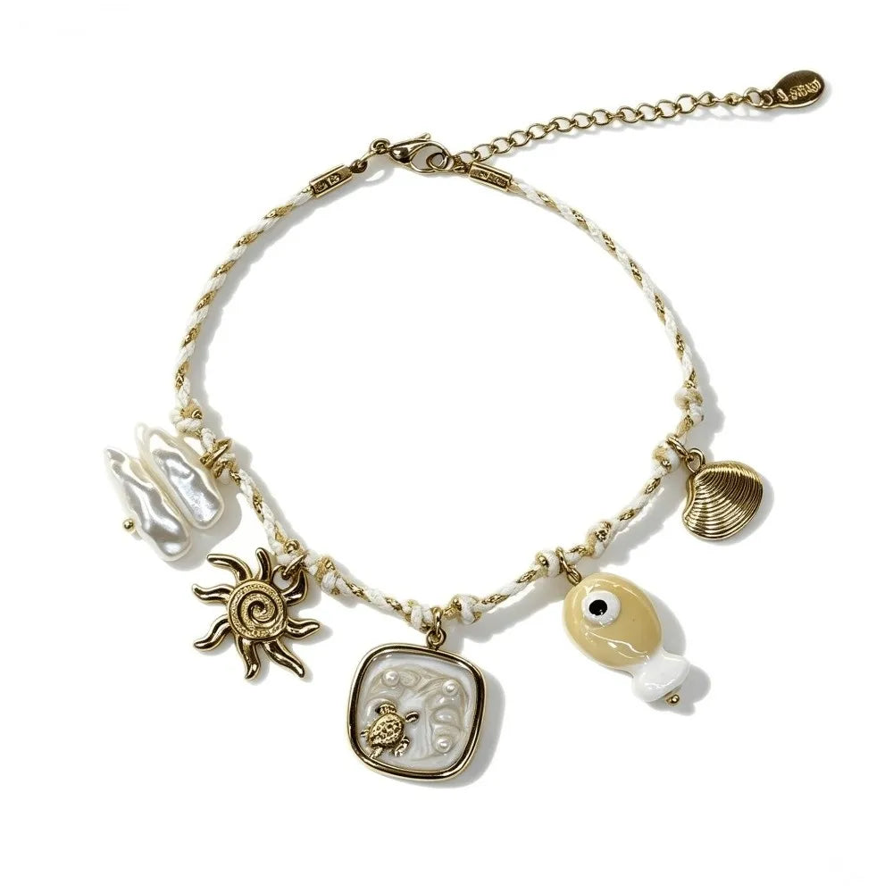 Ocean Style Stainless Steel Bracelet – Starfish Shell Charm Charm Bracelet PLUSH Style E