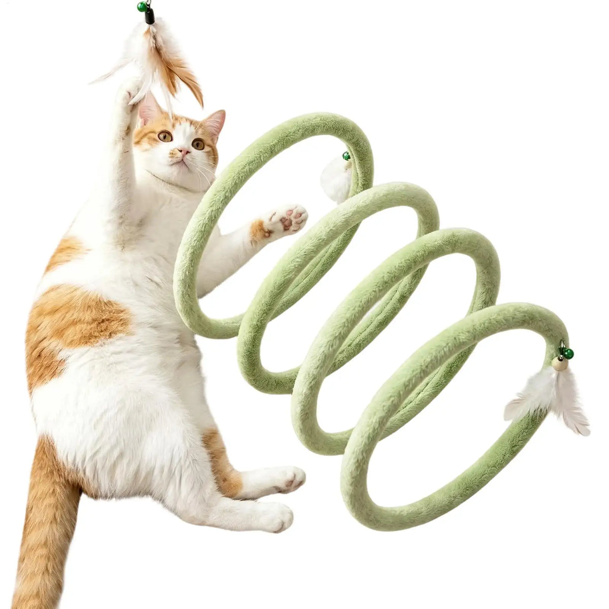 Foldable Spring Cat Tunnel Toy with Jingle Bells & Plush Ball Cat Tunnel Toy PLUSH