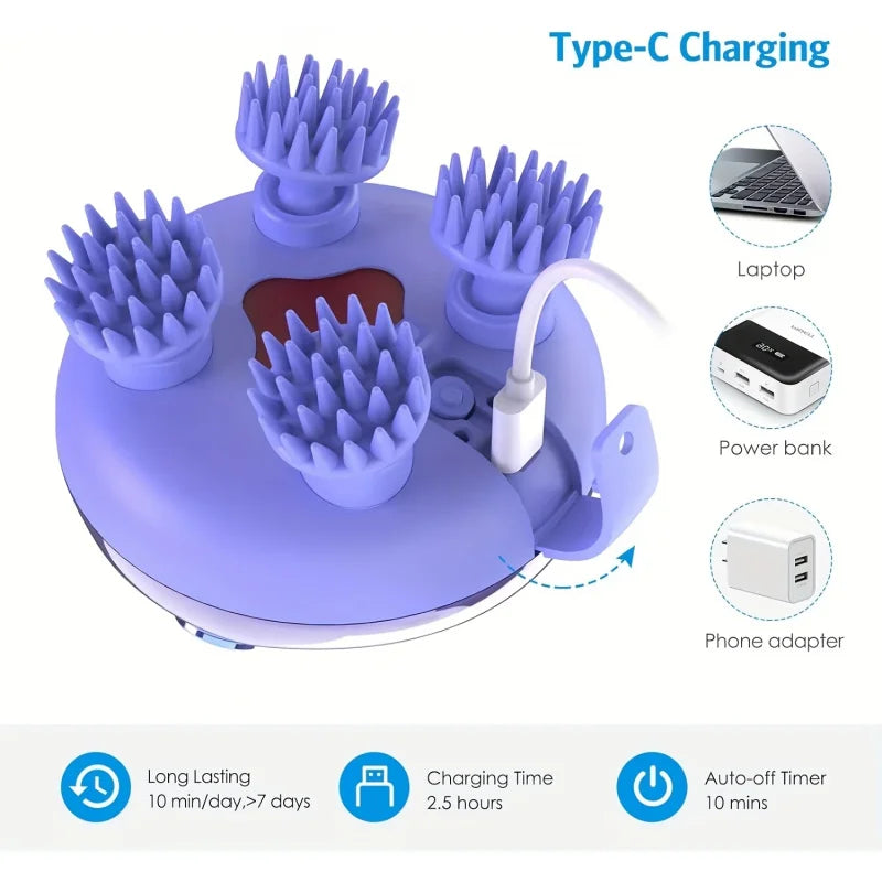 Portable Rechargeable Electric Scalp Massager – Handheld Electric Scalp Massager PLUSH