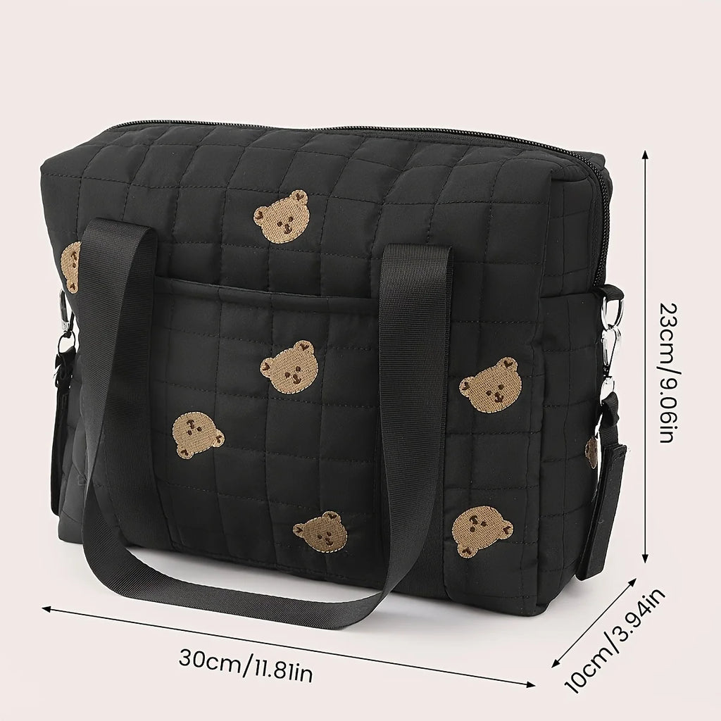 Black Bear Stroller Organizer Bag – Large Capacity for Moms Stroller Organizer Bag PLUSH Black