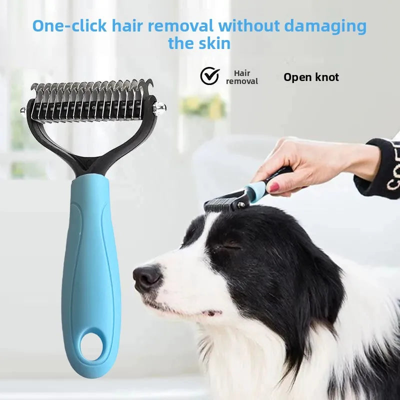 Stainless Steel Pet Dematting Comb – Double-Sided Cat & Dog Pet Grooming Comb PLUSH