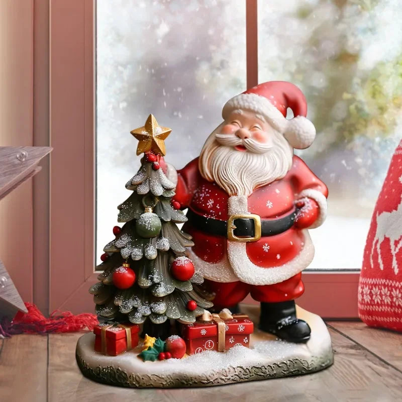 Christmas Resin Ornament – Santa Claus & Tree Desktop Decor Resin Holiday Ornament PLUSH