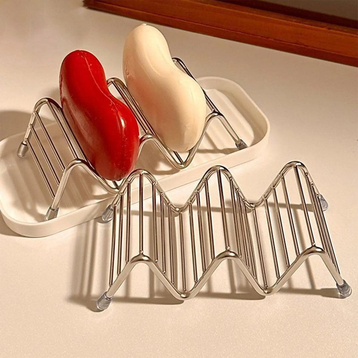 Stainless Steel Soap Dish with Drainage Tray | Bathroom Organizer Soap Dish Rack PLUSH