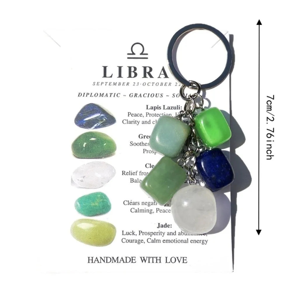Zodiac Constellation Birthstone Keychain – Stone & Alloy Zodiac Keychain PLUSH