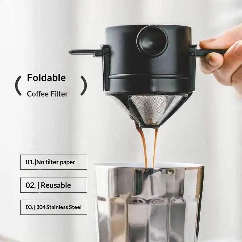 Foldable Titanium Coffee Dripper – Reusable Dual Mesh Filter Coffee Dripper PLUSH