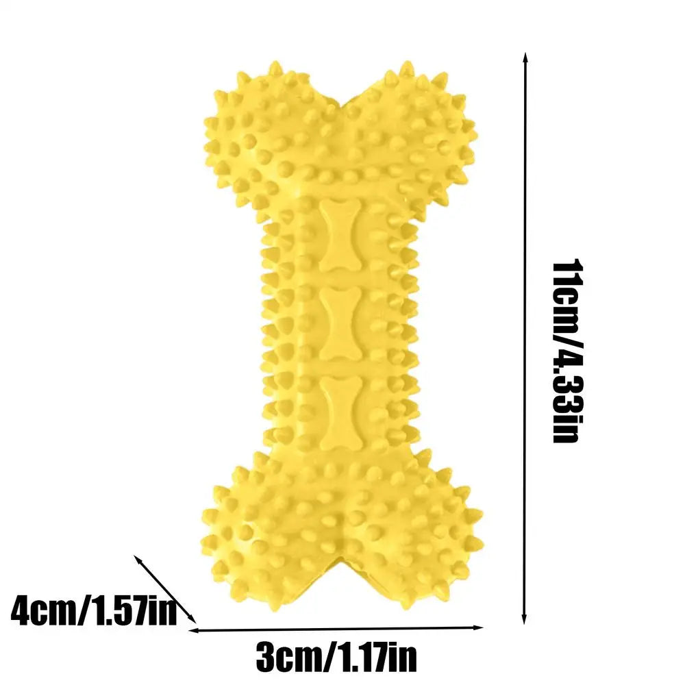 Bone-Shaped Dog Chew Toy – Rubber Teeth Cleaning Stick Dog Chew Toy PLUSH yellow